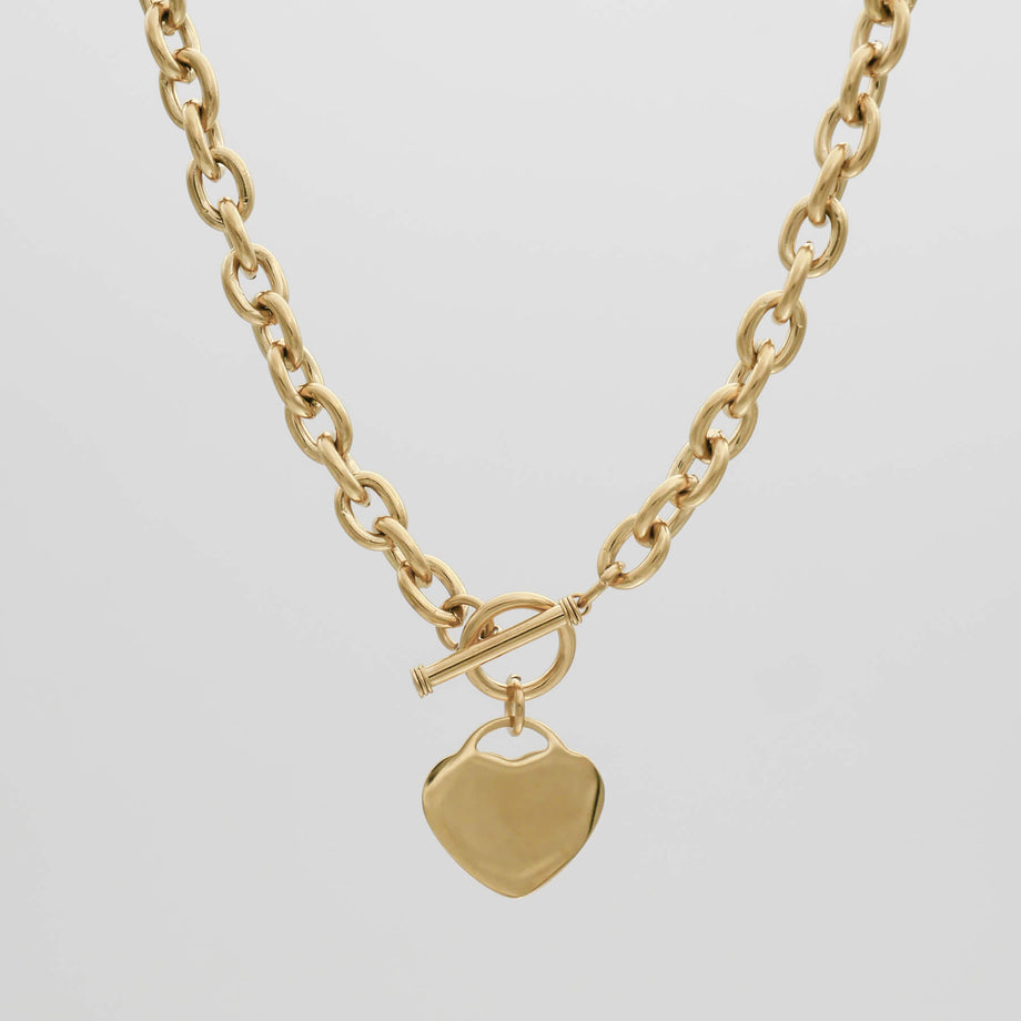 hayley heart t bar necklace in 18k gold plated from prya