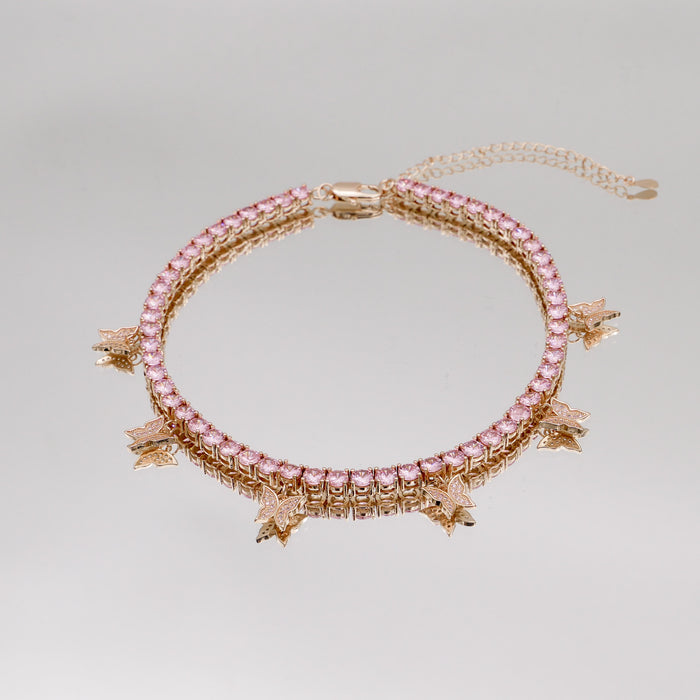 Butterfly Tennis Choker (Pink CZ) | PRYA™