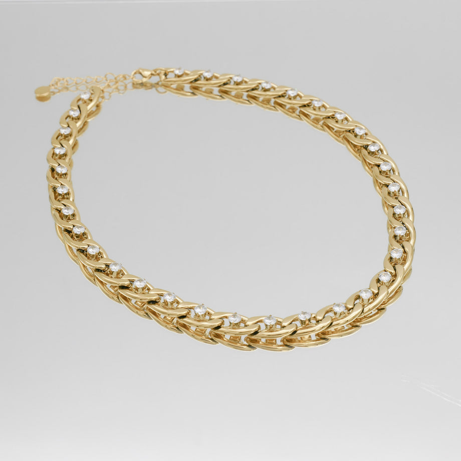 Alina CZ chain necklace in gold prya