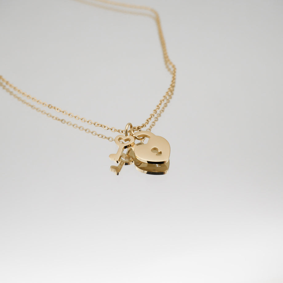 Akira Lock & Key Layered Necklace