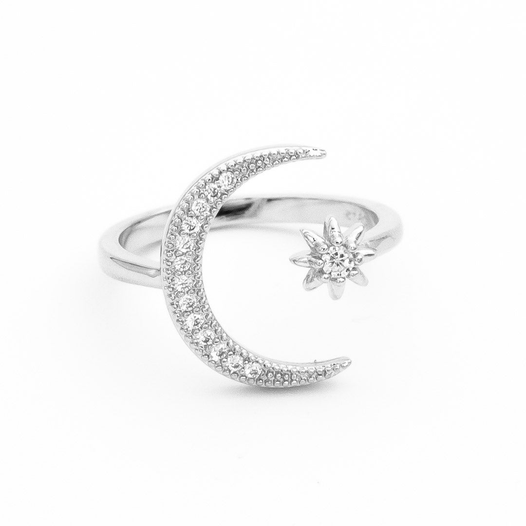 Diamond moon sale and star ring