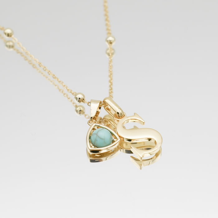 Gold initial birthstone necklace