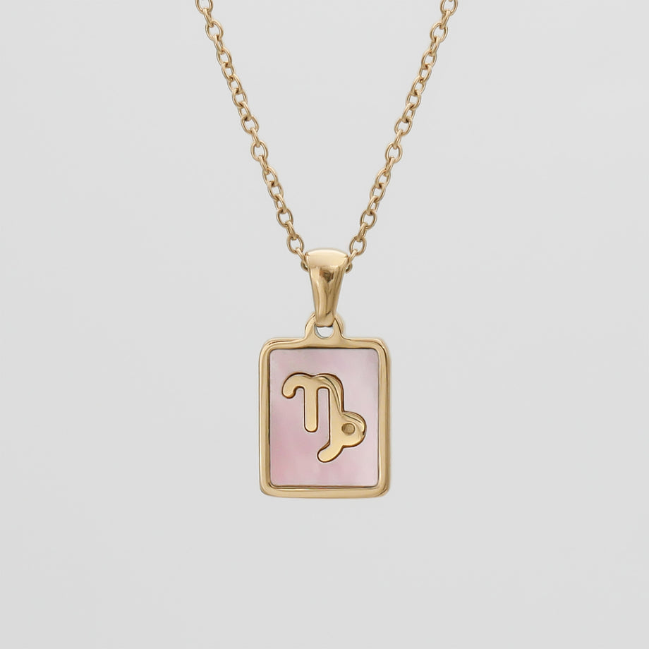 Pink Zodiac Symbol Necklace