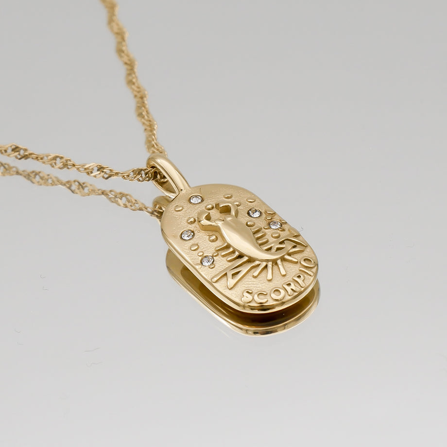 Scorpio Zodiac Tarot Card Necklace