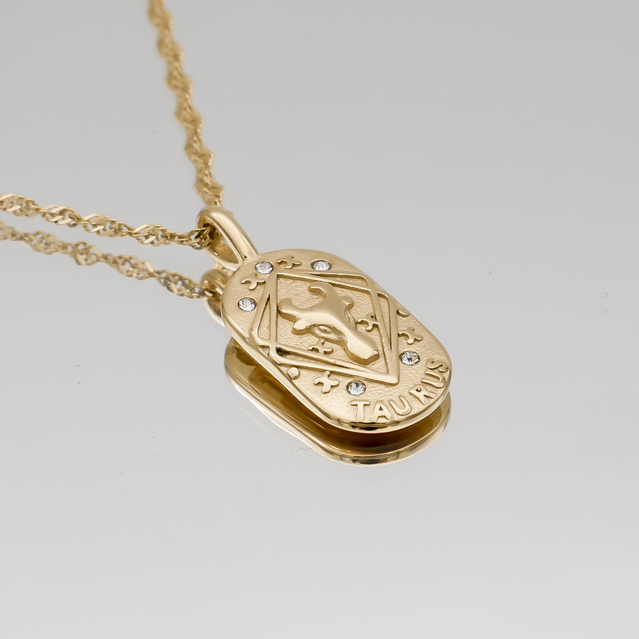 Taurus Zodiac Tarot Card Necklace