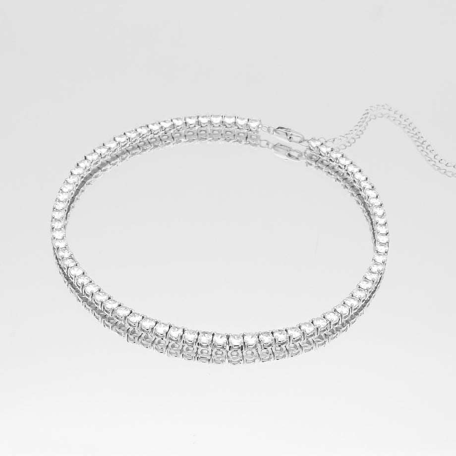 Icy tennis CZ choker in silver from prya