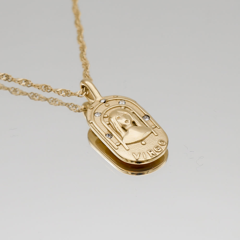 Virgo Zodiac Tarot Card Necklace