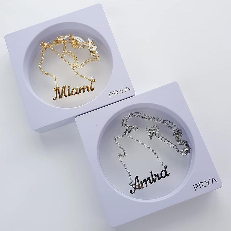 Personalised Jewellery Gifts - Two display gift boxes with my name necklaces inside