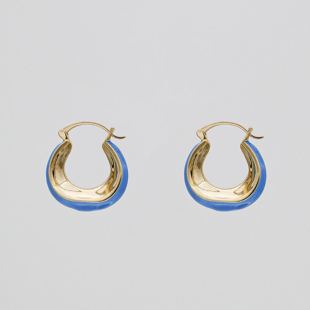 Types of Earrings - Blue and Gold, small hoop earrings for women