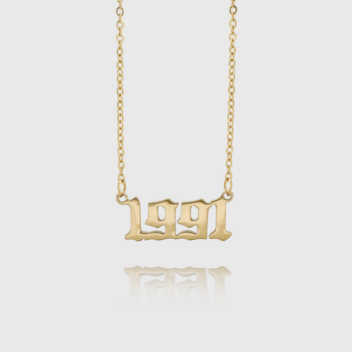 Gold Birth Year Necklace 1991 | PRYA