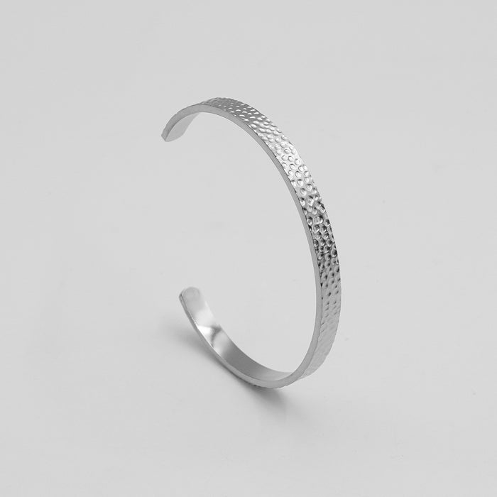 image of silver textured adjustable bangle from prya 