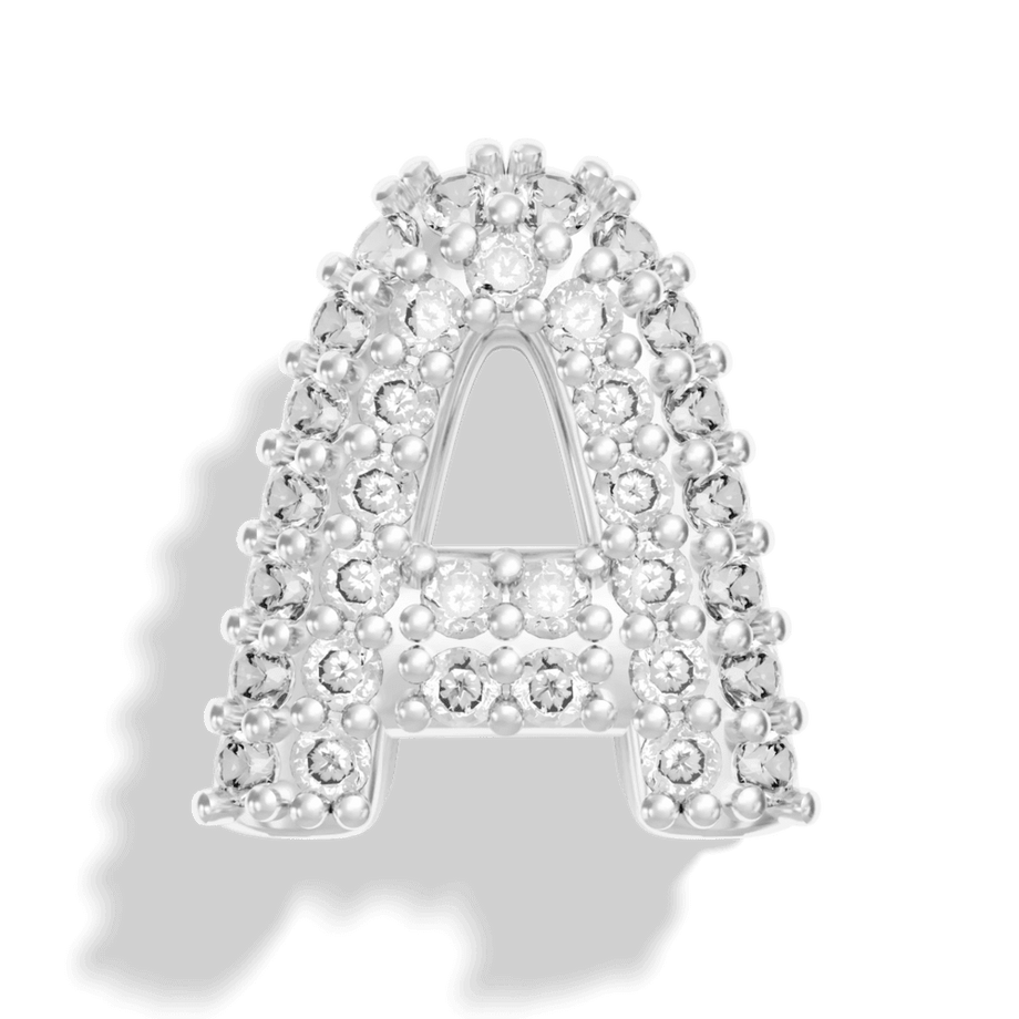 Silver Pave Bubble Letter Charms