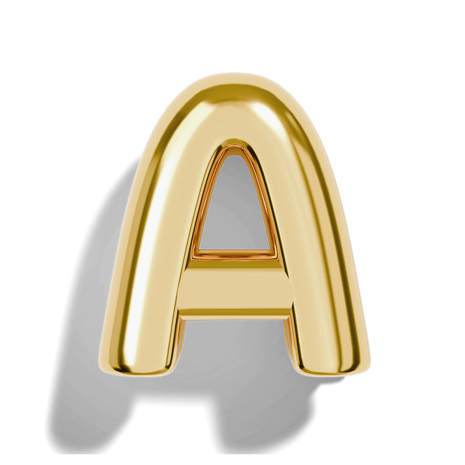 Gold Bubble Letter Charms