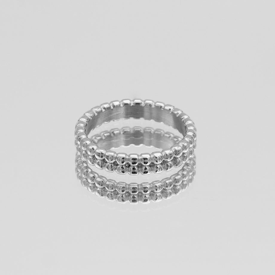 Aiza Beaded Band Ring in silver plated from prya