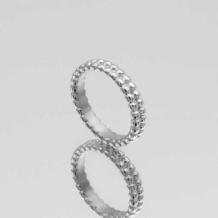 Aiza Beaded Band Ring in silver plated from prya