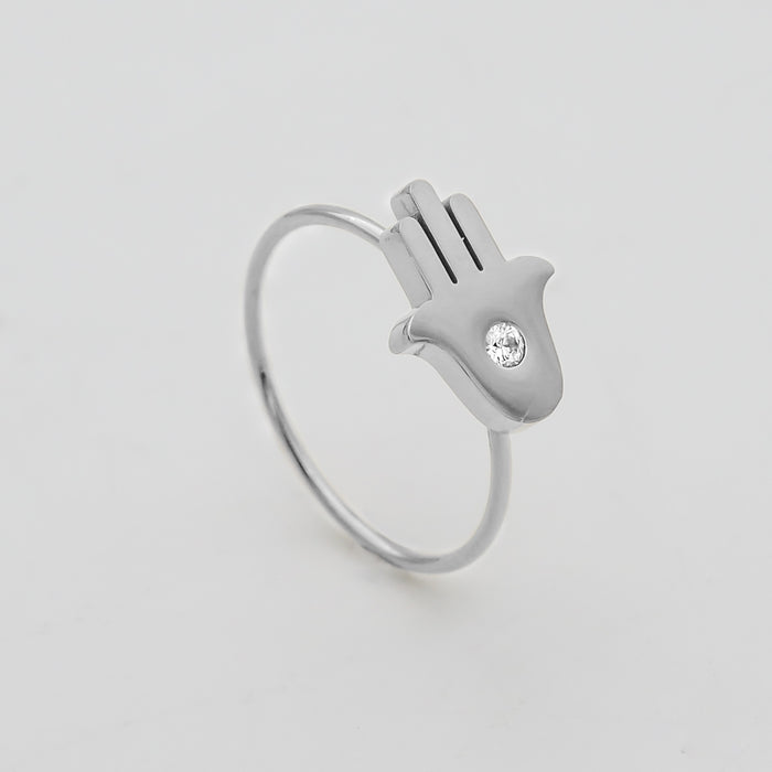 amallie hand of hamsa ring in silver