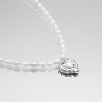 Pearl heart pendant necklace with silver plated gold heart pendant from prya