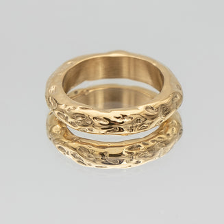 Astrid Ring, a Gold plated band with a unique sea urchin texture from prya