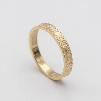 Aurora Ring is a dainty Gold plated ring featuring intricate heart geometric patterns inspired by Celtic designs