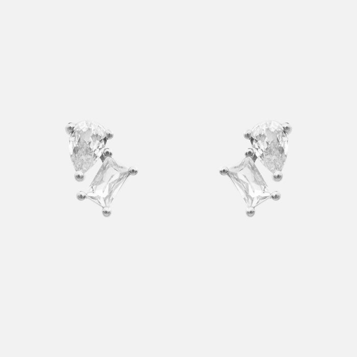 Aya Toi Et Moi Stud earrings in white gold plated 925 sterling silver
