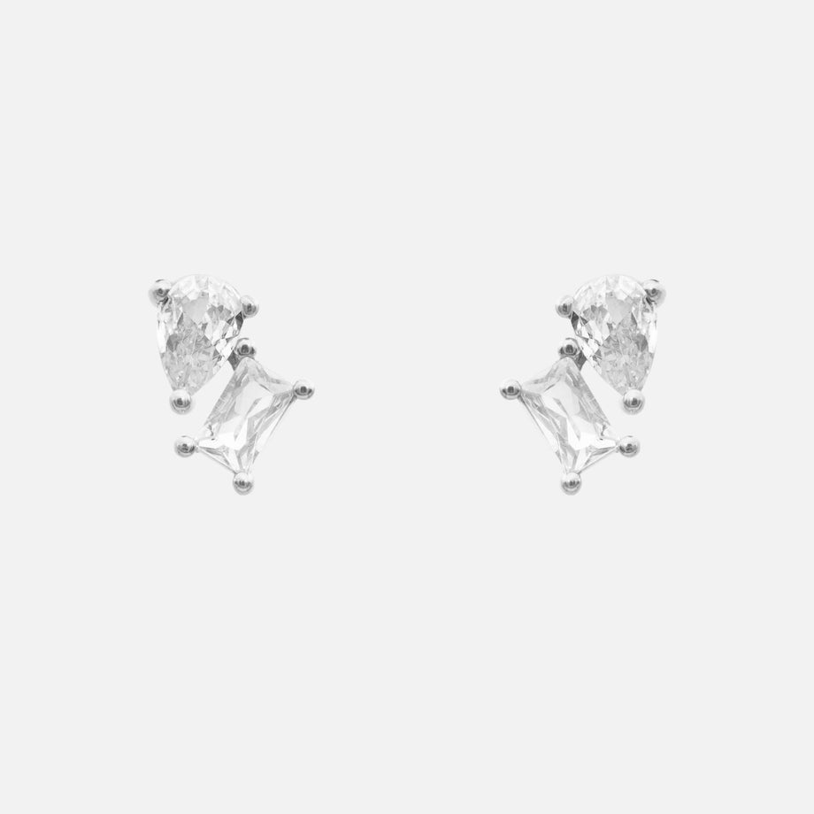 Aya Toi Et Moi Stud earrings in white gold plated 925 sterling silver