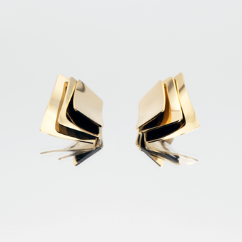 Arya Earrings crafted in 18k gold plated stainless steel, featuring a striking three-layered square design from prya