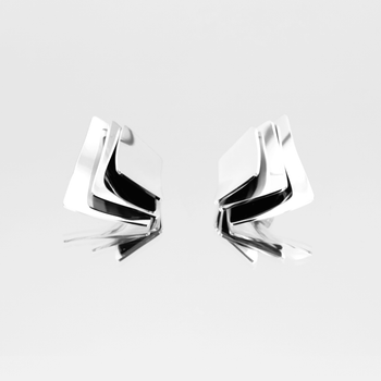 Arya Earrings crafted in silver plated stainless steel, featuring a striking three-layered square design from prya