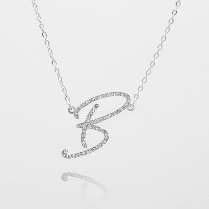 sydney initial necklace with letter 'b' in silver from prya