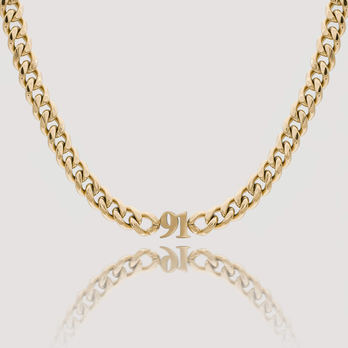 personalised 18k gold plated birth year choker necklace