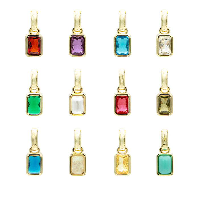 a chart of all birthstones for the emerald cut birthstone necklace from PRYA