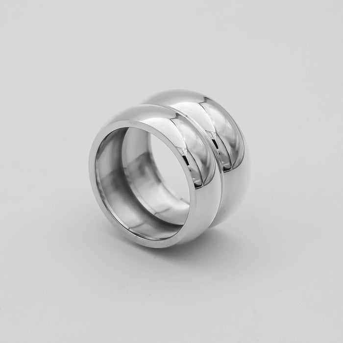 silver double band ring