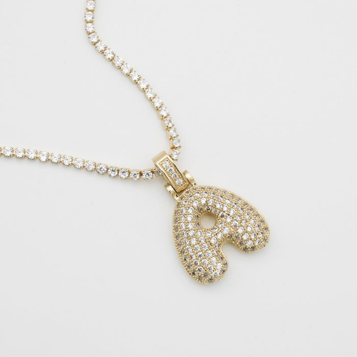 Icy Bubble letter initial necklace in silver or gold from Prya