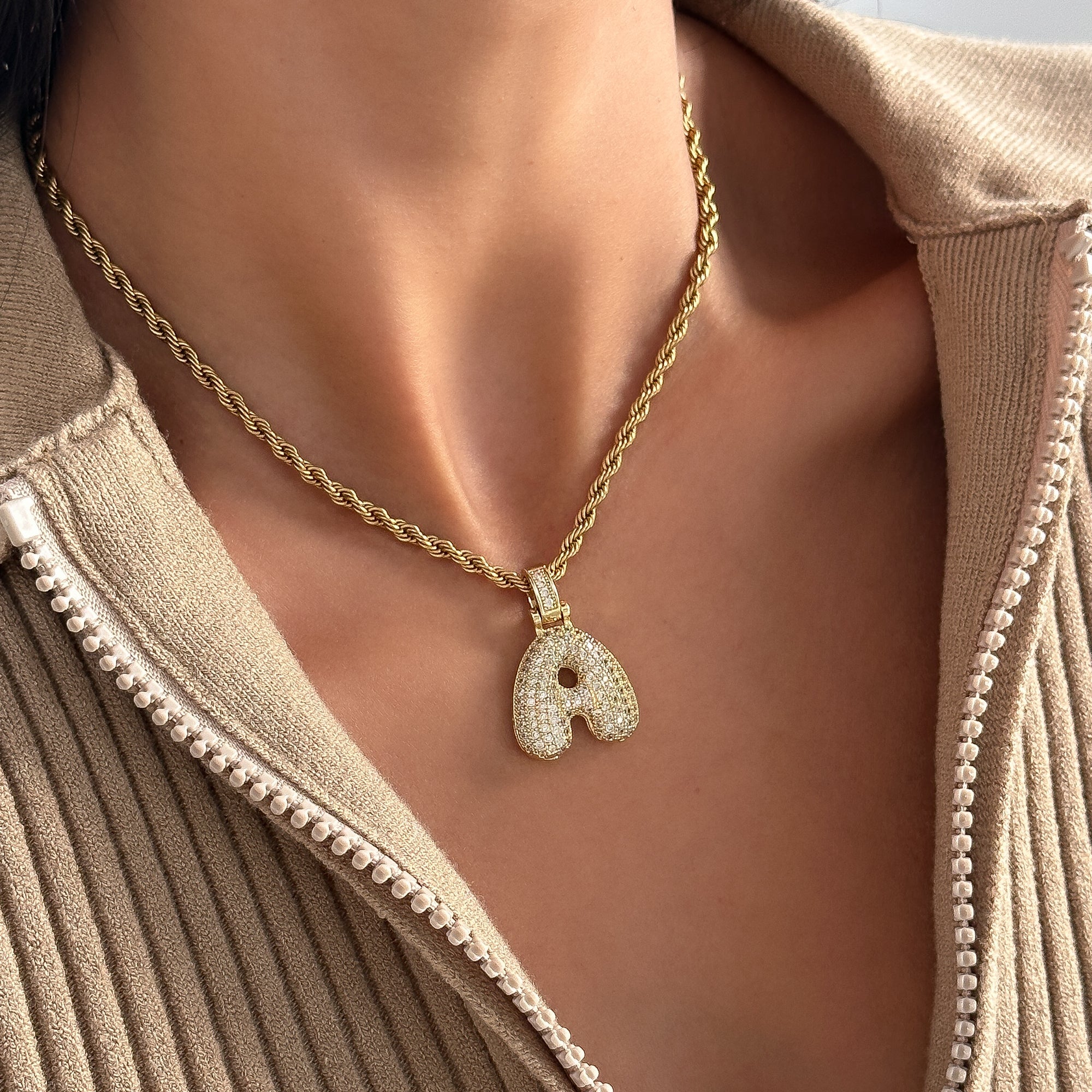 ICY Bubble Letter Initial Necklace