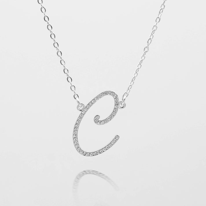 sydney initial necklace with letter 'c' in silver from prya