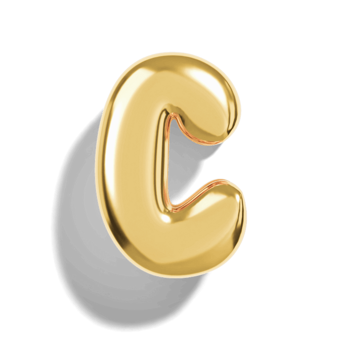 Gold Bubble Letter Charms