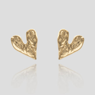 Cari hammered heart earring in 18k gold plated from prya