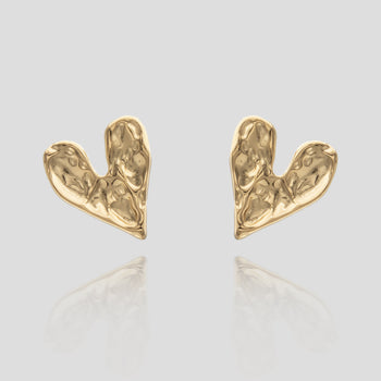 Cari hammered heart earring in 18k gold plated from prya