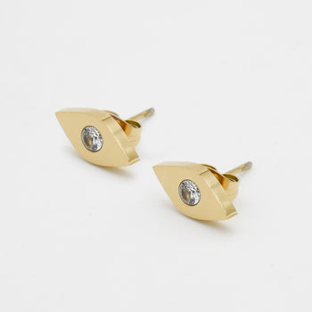 Evil eye studs with a cz centre in gold