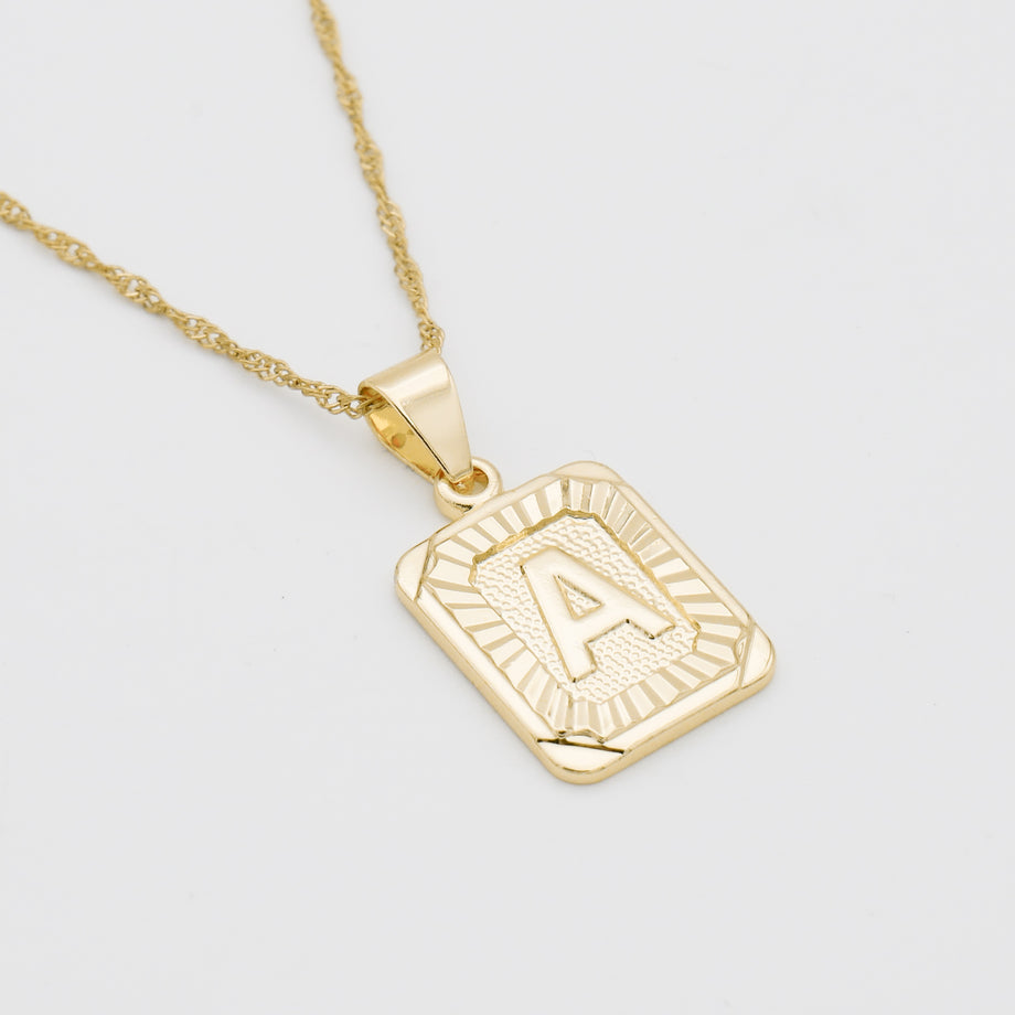 classic initial necklace in 18k gold plated from prya