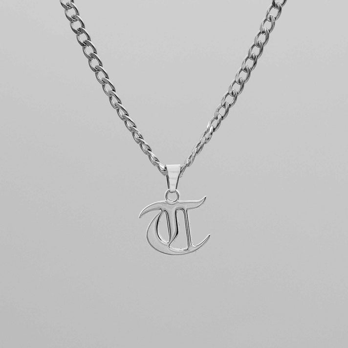 Cubana Initial Necklace in silver plated from PRYA