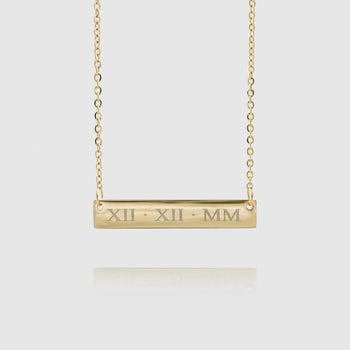 Engraved Custom Bar Necklace in 18k gold plated from PRYA