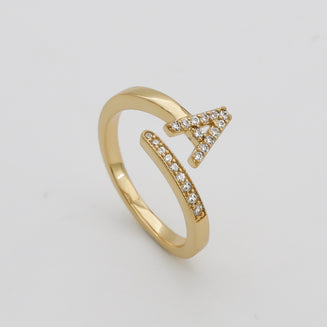 Gold Paved, adjustable Icy initial ring