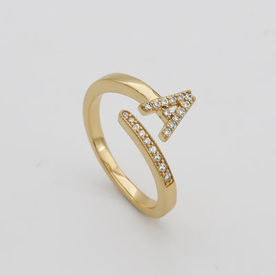 Gold Paved, adjustable Icy initial ring