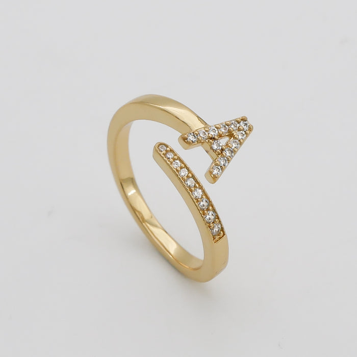 Gold Paved, adjustable Icy initial ring