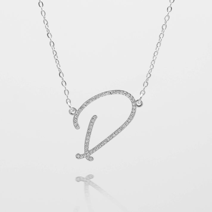 sydney initial necklace with letter 'd' in silver from prya
