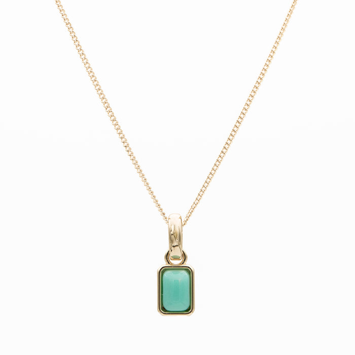 December emerald cut birthstone necklace in 18k gold plating from prya 