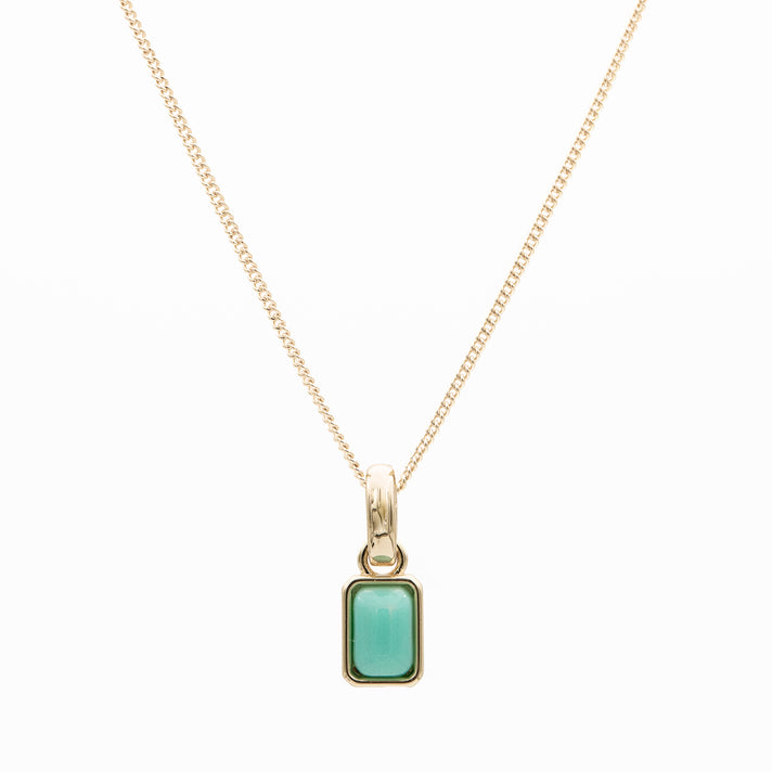 December emerald cut birthstone necklace in 18k gold plating from prya 