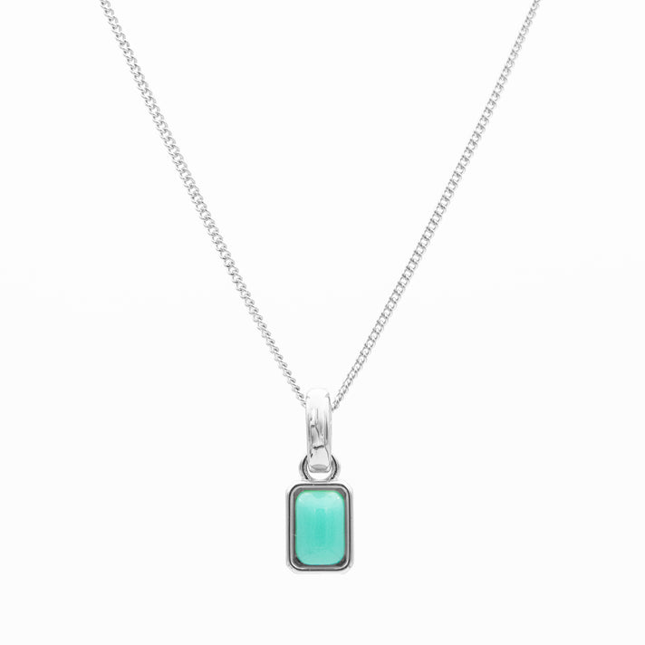 December emerald cut birthstone necklace in silver from prya 