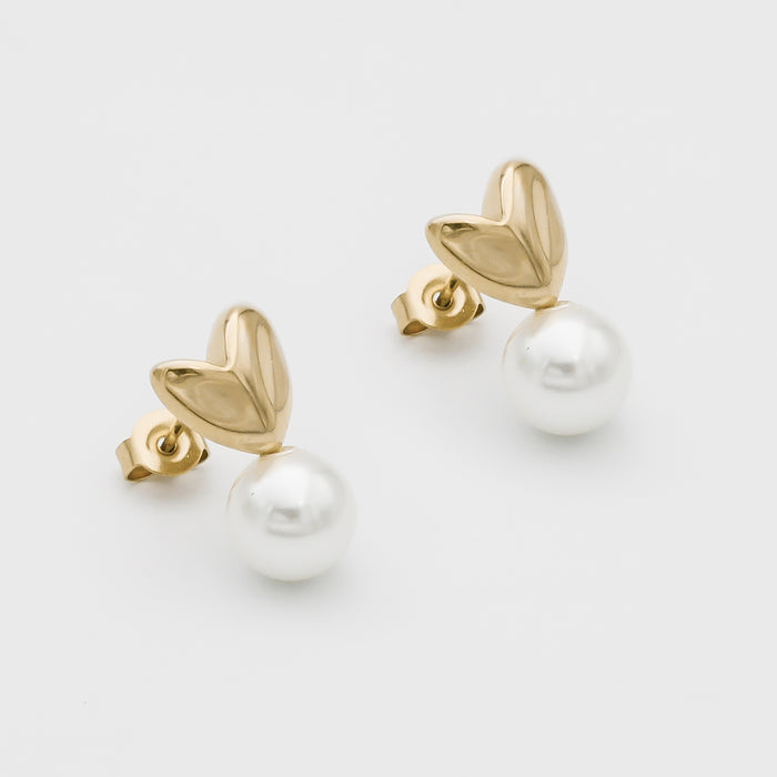 Demi Heart & Pearl Earrings