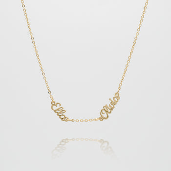 Personalised Multiple Name necklace in gold with classic link chain  